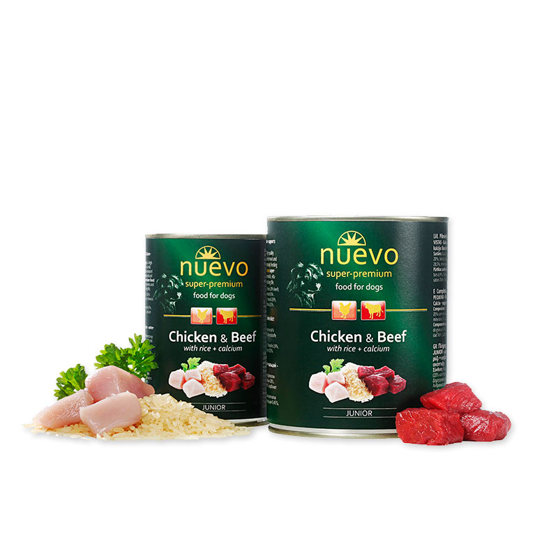 NUEVO DOG JUNIOR konservi kucēniem Vista, liellops 800g