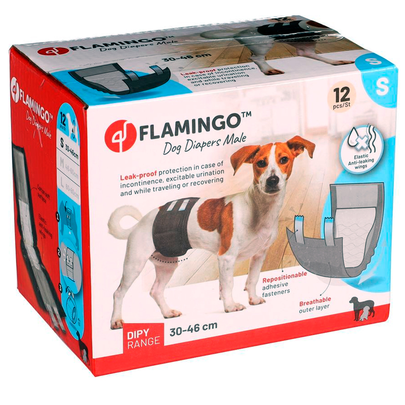 Flamingo Diapers Male vienreizējās autiņbiksītes suņu puikām S 30-46 cm N12