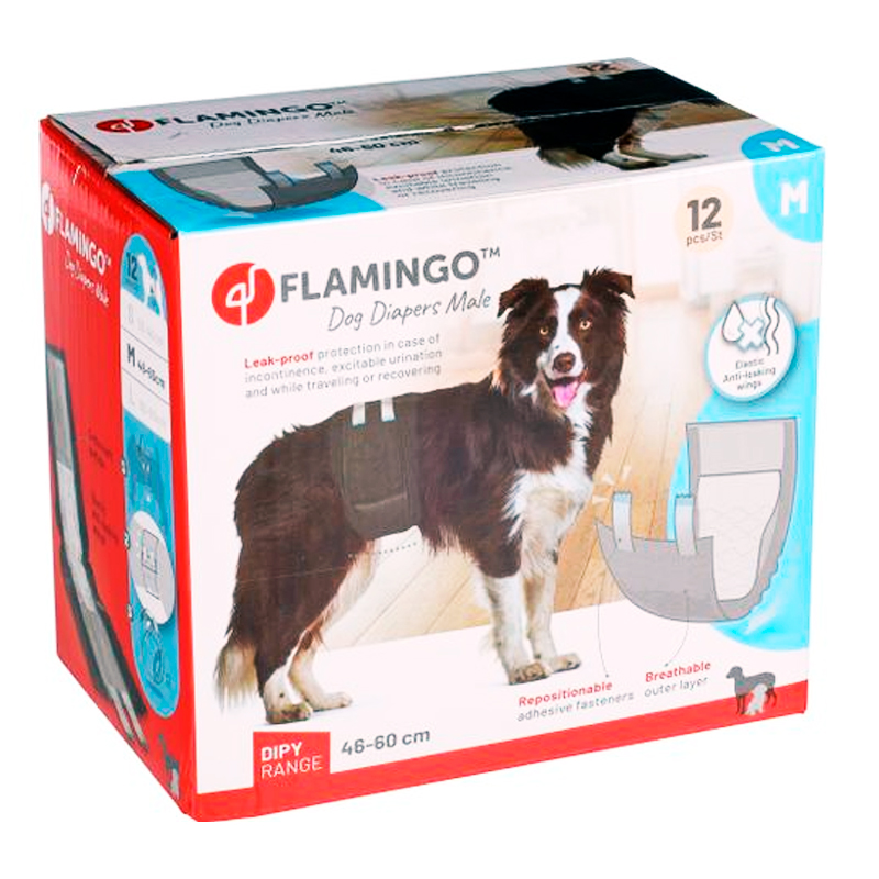 Flamingo Diapers Male vienreizējās autiņbiksītes suņu puikām M 46-60 cm N12