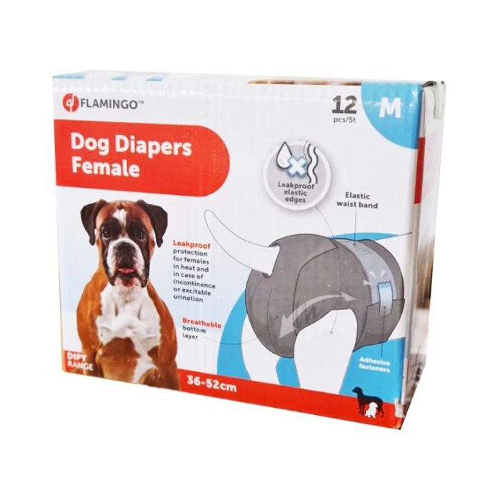 Flamingo Diapers Female vienreizējās autiņbiksītes suņu meitenēm M 36-52 cm N12