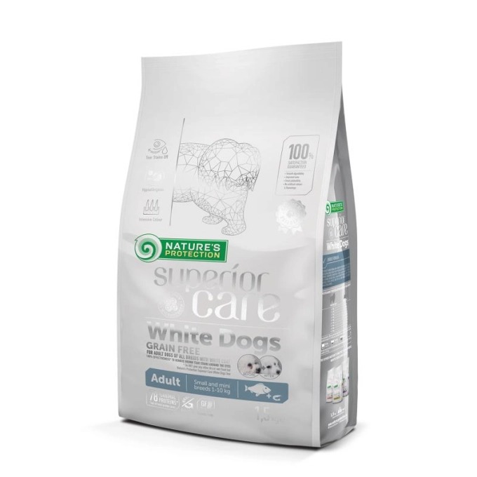 NATURE`S PROTECTION SUPERIOR DOG MINI WHITE sausā barība suņiem Zivis 1.5kg