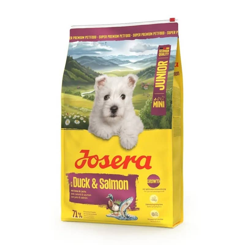 Josera Mini Junior Duck & Salmon sausā suņu barība kucēniem ar pīli un lasi 10 kg