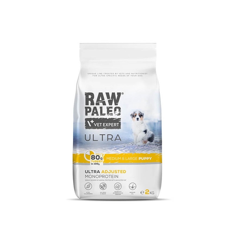 RAW PALEO ULTRA PUPPY M/L sausā barība kucēniem Tītars 2kg