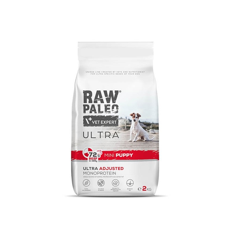 RAW PALEO ULTRA PUPPY MINI sausā barība kucēniem Liellops 2kg