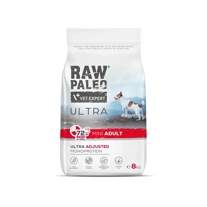RAW PALEO ULTRA DOG MINI sausā barība suņiem Liellops 8kg