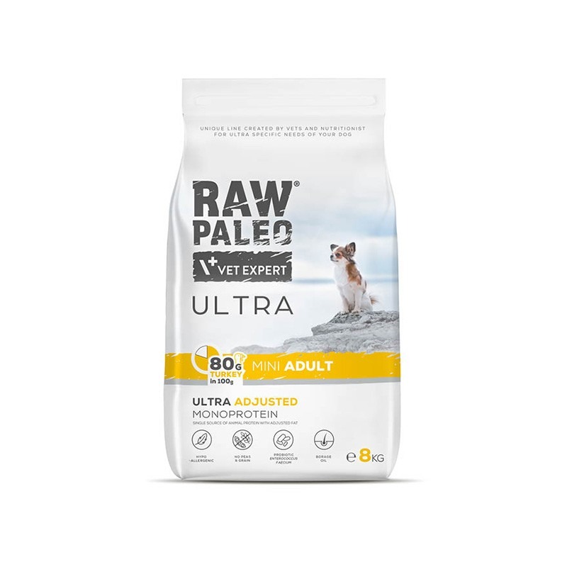 RAW PALEO ULTRA DOG MINI sausā barība suņiem Tītars 8kg