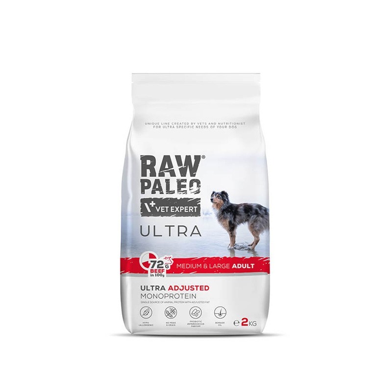 RAW PALEO ULTRA DOG M/L sausā barība suņiem Liellops 2kg