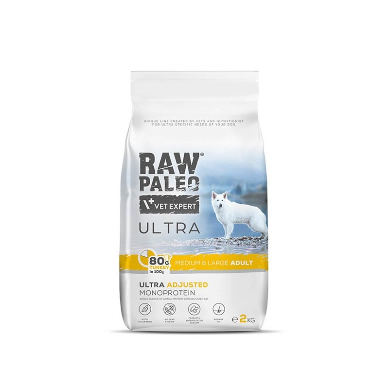 RAW PALEO ULTRA DOG M/L sausā barība suņiem Tītars 2kg