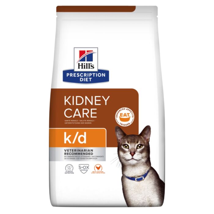 Hill’s Prescription Diet K/D Kidney Care veterinārā kaķu barība nierēm ar vistu 8 kg
