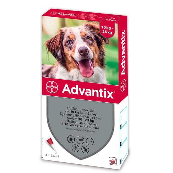 Advantix pretblusu pilieni suņiem 10–25 kg 250/1250 mg N4