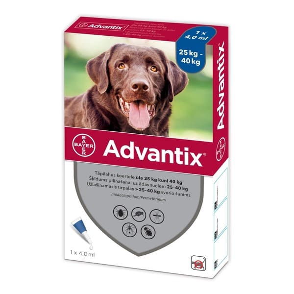 Advantix pretblusu pilieni suņiem 25–40 kg 400/2000 mg N1