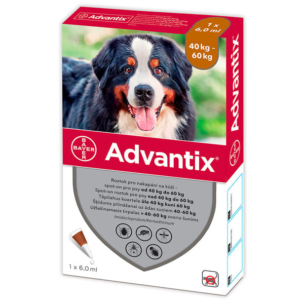 Advantix pretblusu pilieni suņiem 40–60 kg 600/3000 mg N1