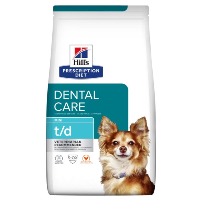Hill’s Prescription Diet T/D Dental Care Mini veterinārā suņu barība zobiem mazām šķirnēm 3 kg