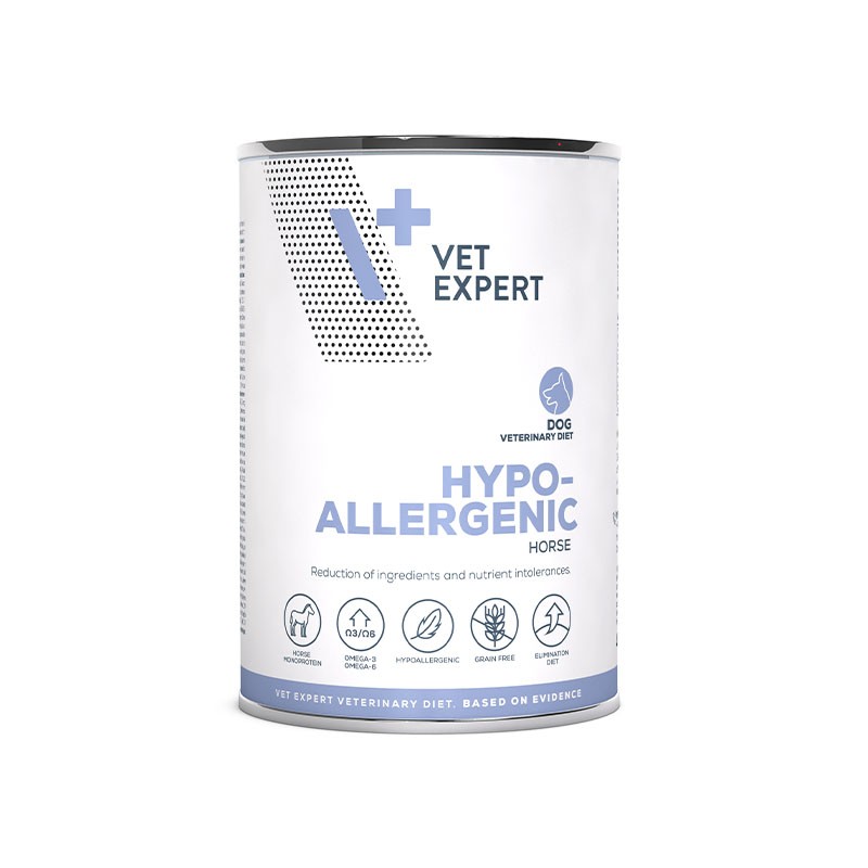 VetExpert VD Hypoallergenic veterinārie konservi suņiem alerģijām ar zirgu 400 g