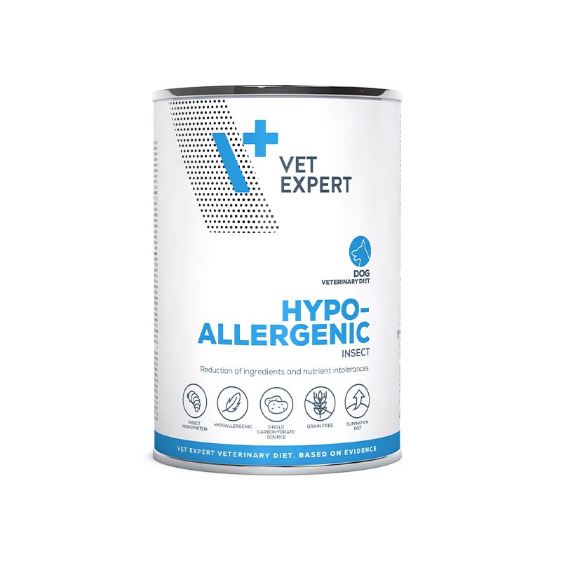 VetExpert VD Hypoallergenic Insect veterinārie konservi suņiem alerģijām ar kukaiņiem 400 g