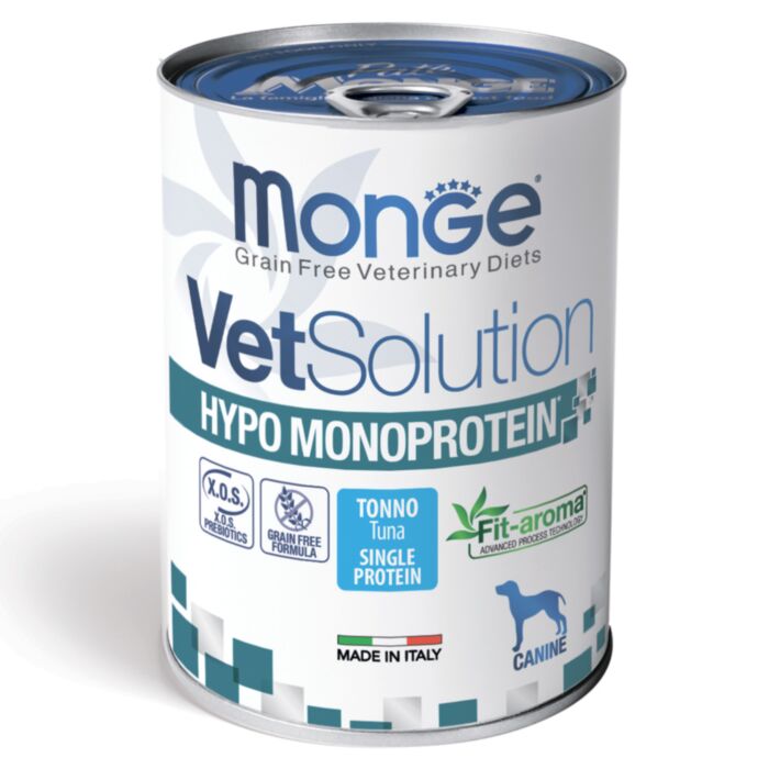 Monge VetSolution Canine Hypo Monoprotein Tuna veterinārie konservi suņiem alerģijām ar tunci 400 g