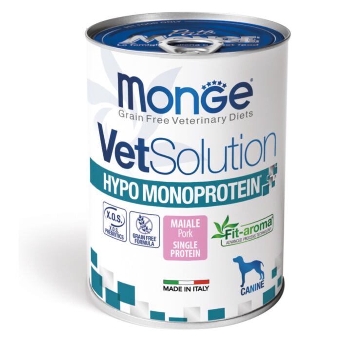 Monge VetSolution Canine Hypo Monoprotein Pork veterinārie konservi suņiem alerģijām ar cūkgaļu 400 g