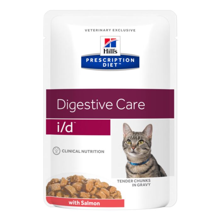 Hill’s Prescription Diet I/D Digestive Care veterinārie konservi kaķiem gremošanai ar lasi 85 g