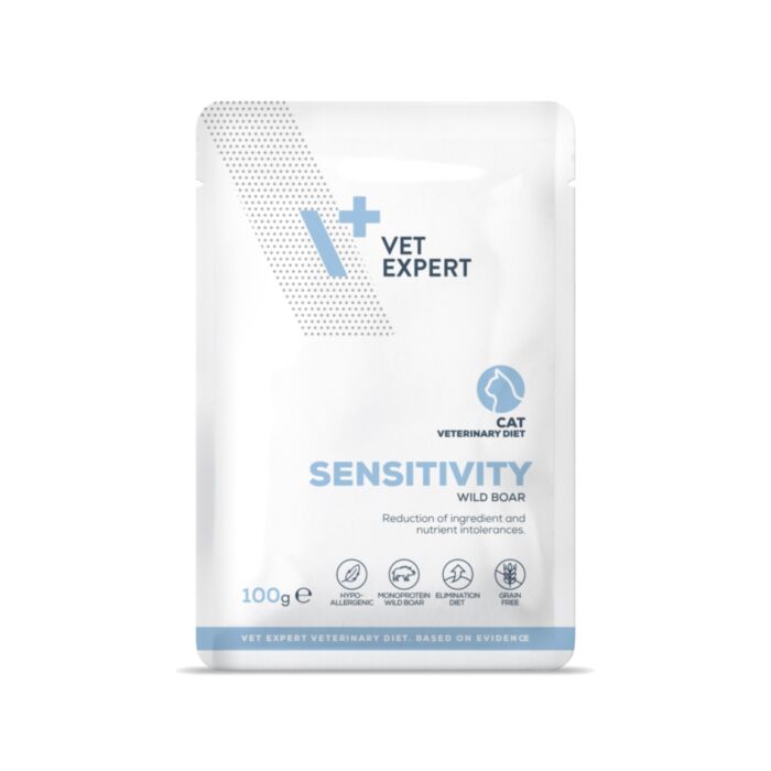 VetExpert VD Sensitivity veterinārie konservi kaķiem jutīgai gremošanai ar mežacūku 100 g