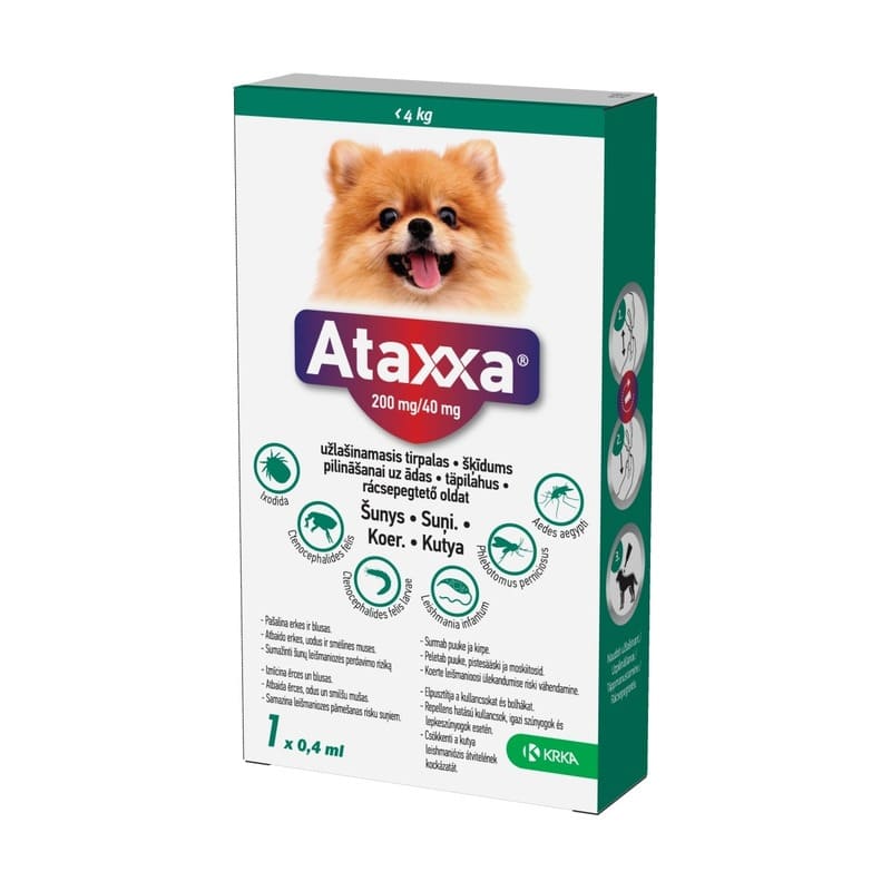 Ataxxa pretblusu pilieni suņiem līdz 4 kg 200/40 mg N1