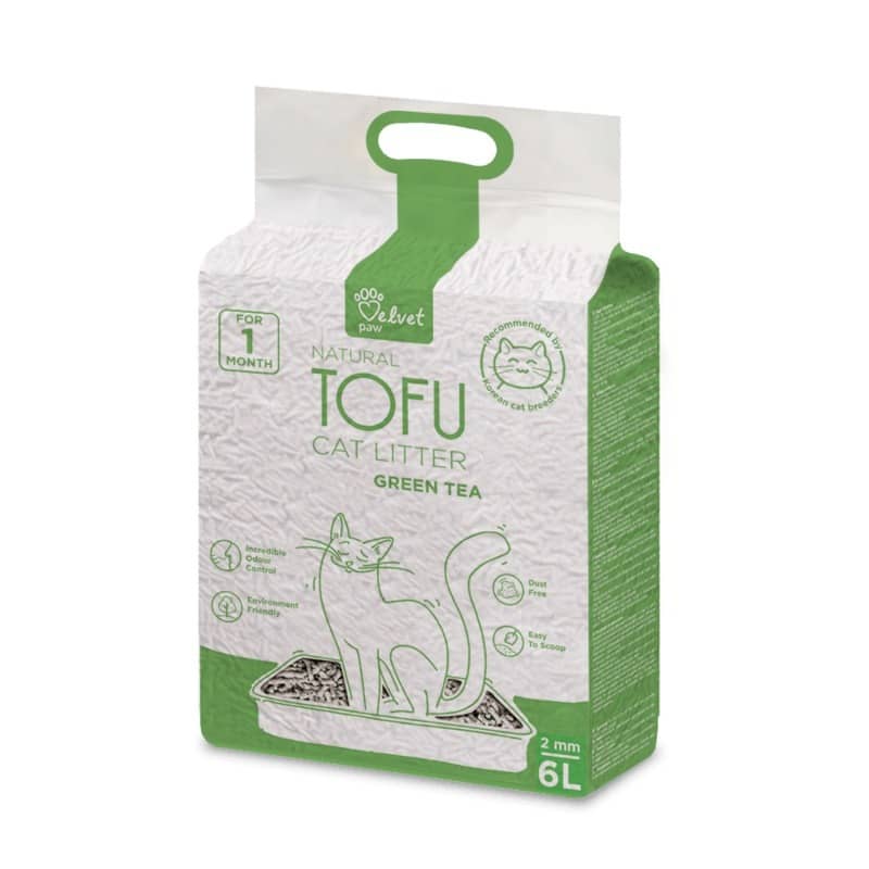 Velvet Paw Green Tea tofu pakaiši kaķiem ar zaļās tējas aromātu 2.6 kg 6 L