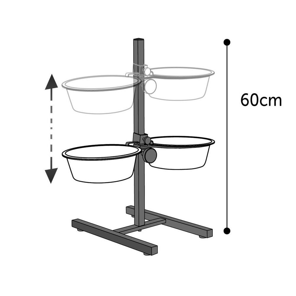 FLAMINGO DUO OTIS metāla statīvs ar bļodām S 1.5L ø21 cm