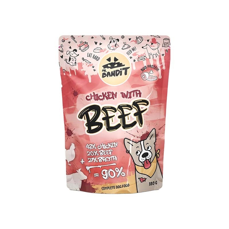 MR.BANDIT CHICKEN BEEF suņu konservi buljonā Vista, liellops 180g