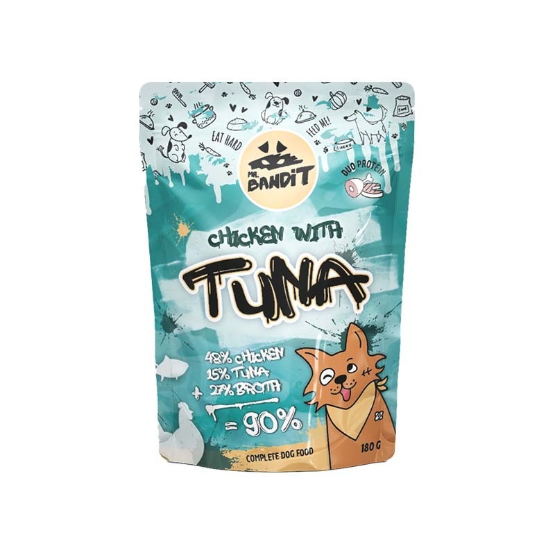 MR.BANDIT CHICKEN TUNA suņu konservi buljonā Vista, tuncis 180g (05.07.2026)
