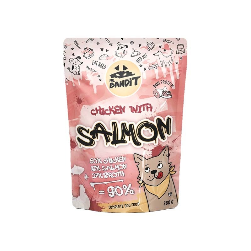 MR.BANDIT CHICKEN SALMON suņu konservi buljonā Vista, lasis 180g (05.07.2026)