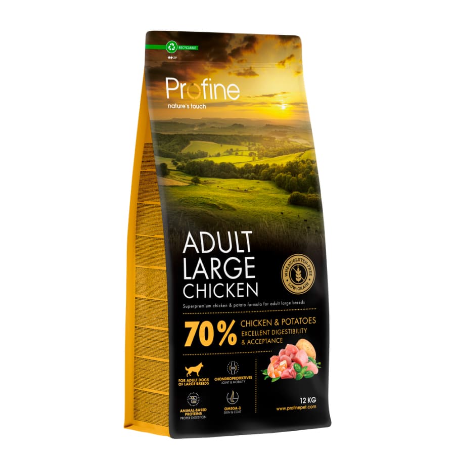 PROFINE DOG ADULT LARGE CHICKEN sausā barība suņiem Vista 12kg