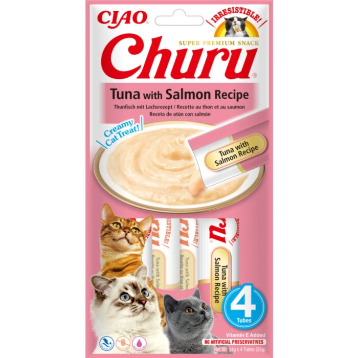 Churu Cat Creamy kaķu gardums krēms kaķiem ar tunci un lasi 14 g N4