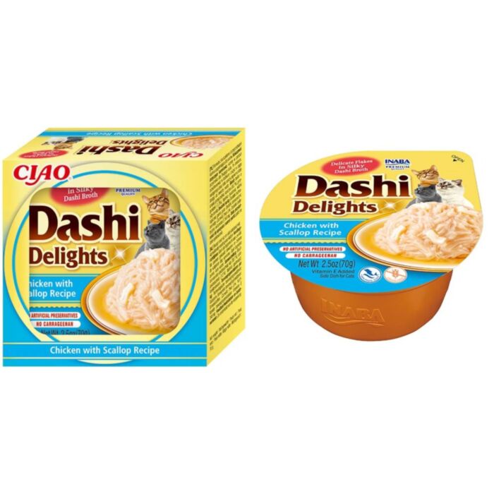 Dashi Delights konservi kaķiem ar vistu un ķemmīšgliemenēm buljonā 70 g