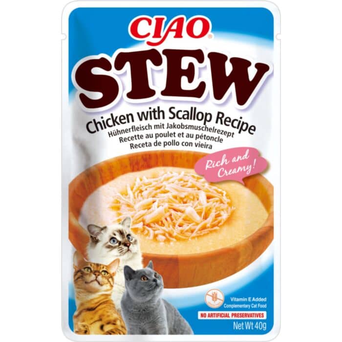 Churu Cat Stew kaķu gardums sautējums kaķiem ar vistu un ķemmīšgliemenēm 40 g