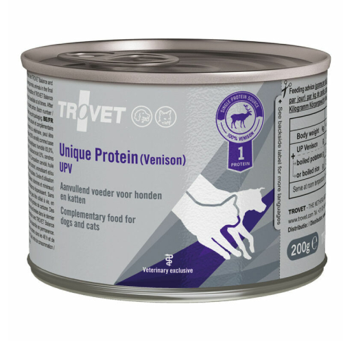 Trovet Unique Protein UPV veterinārie konservi suņiem un kaķiem alerģijām ar briedi 200 g