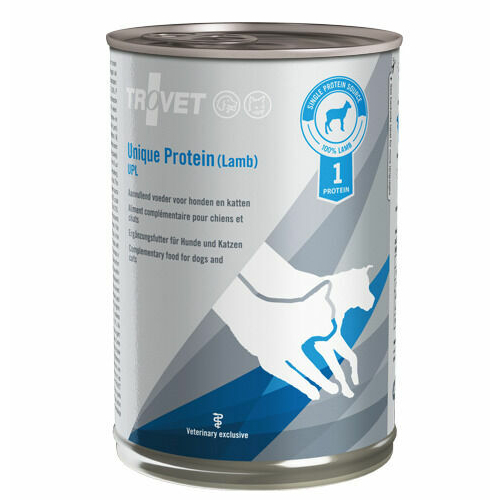 Trovet Unique Protein UPL veterinārie konservi suņiem un kaķiem alerģijām ar jēru 400 g