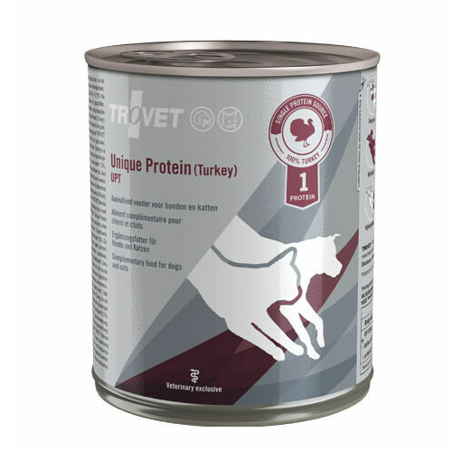 Trovet Unique Protein UPT veterinārie konservi suņiem un kaķiem alerģijām ar tītaru 800 g