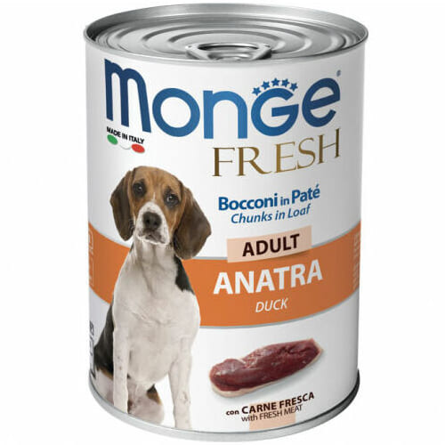 MONGE DOG FRESH CHUNKS DUCK suņu konservi Pīle 400g
