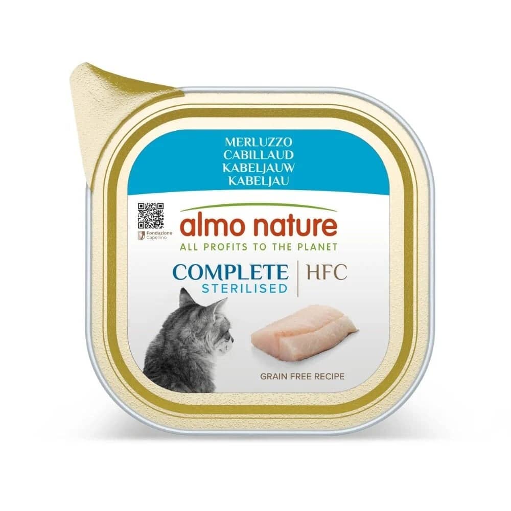 Almo Nature HFC Sterilised Cod konservi kaķiem Menca 85g