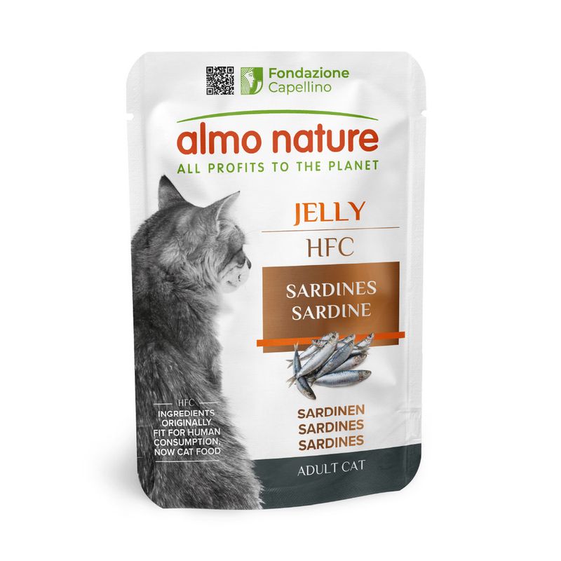 Almo Nature Cat HFC Jelly Sardines konservi kaķiem Sardīnes želejā 55g ( 10.07.26 tikai 19 gab.)
