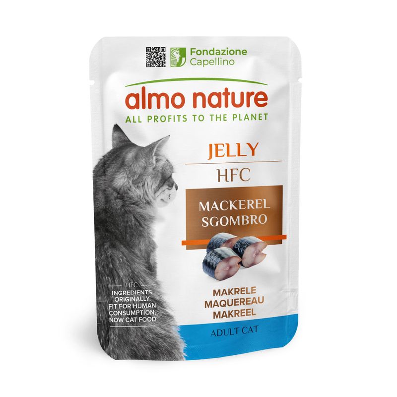 Almo Nature Cat HFC Jelly Mackerel konservi kaķiem Makrele želejā 55g ( 10.07.26 tikai 14 gab.)
