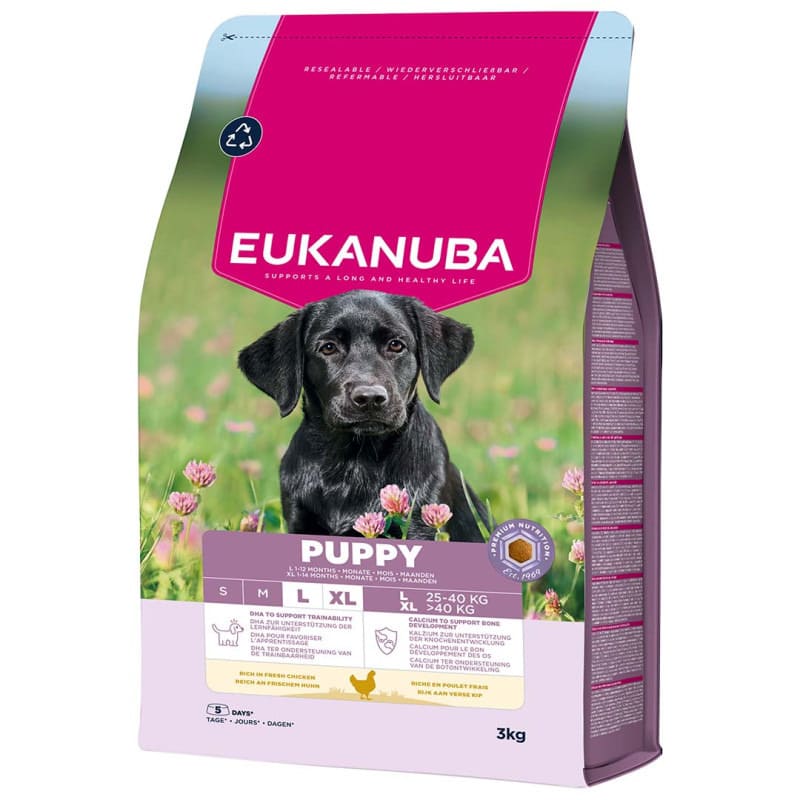 EUKANUBA DOG PUPPY LARGE CHICKEN sausā barība kucēniem 3kg