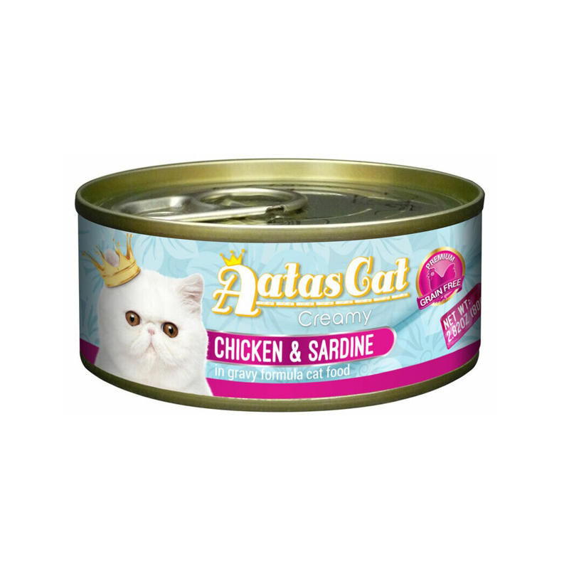 AATAS CAT CREAMY CHICKEN SARDINE konservi kaķiem mērcē 80g