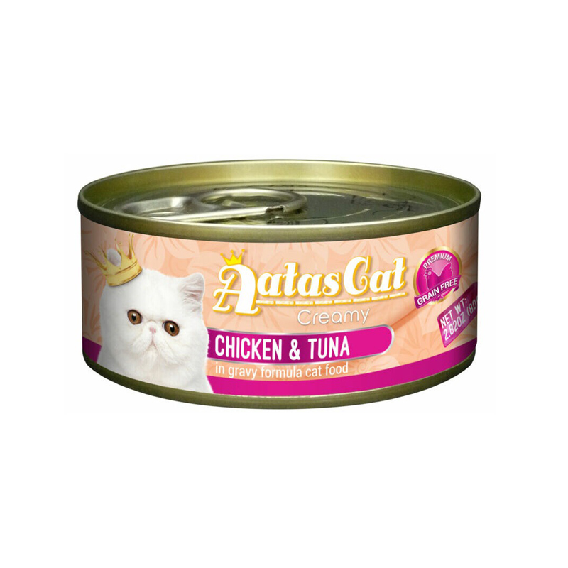 AATAS CAT CREAMY CHICKEN TUNA konservi kaķiem mērcē 80g