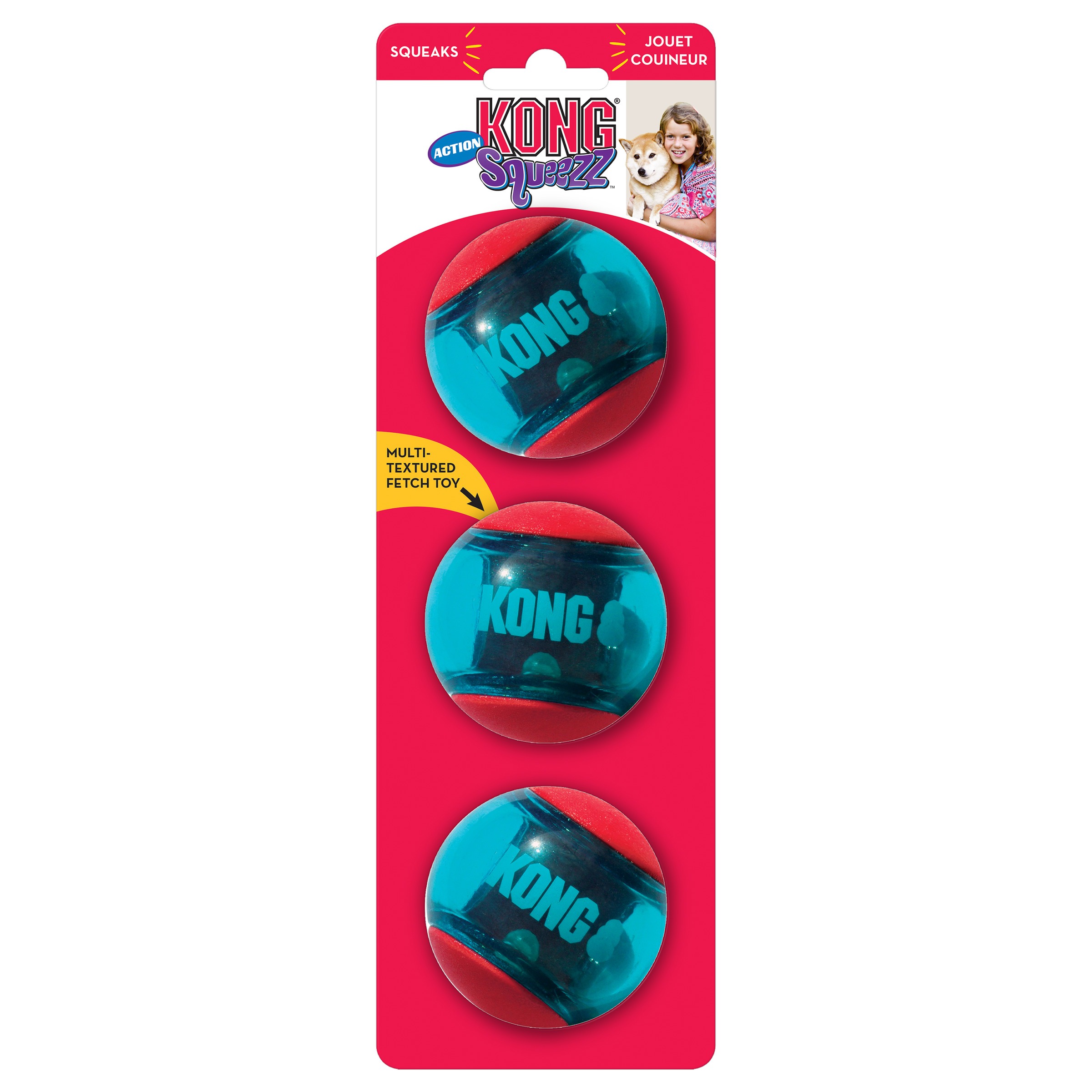 KONG SQUEEZZ ACTION BALL rotaļlieta suņiem M 6.4cm 3gb