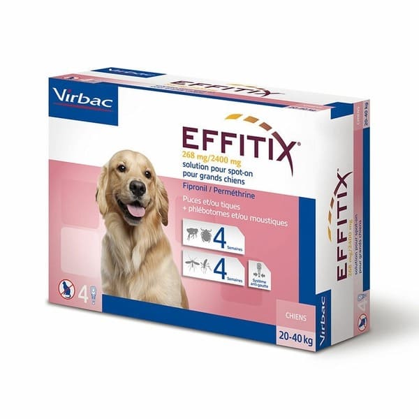 Effitix pretblusu pilieni suņiem 20–40 kg 268/2400 mg N4