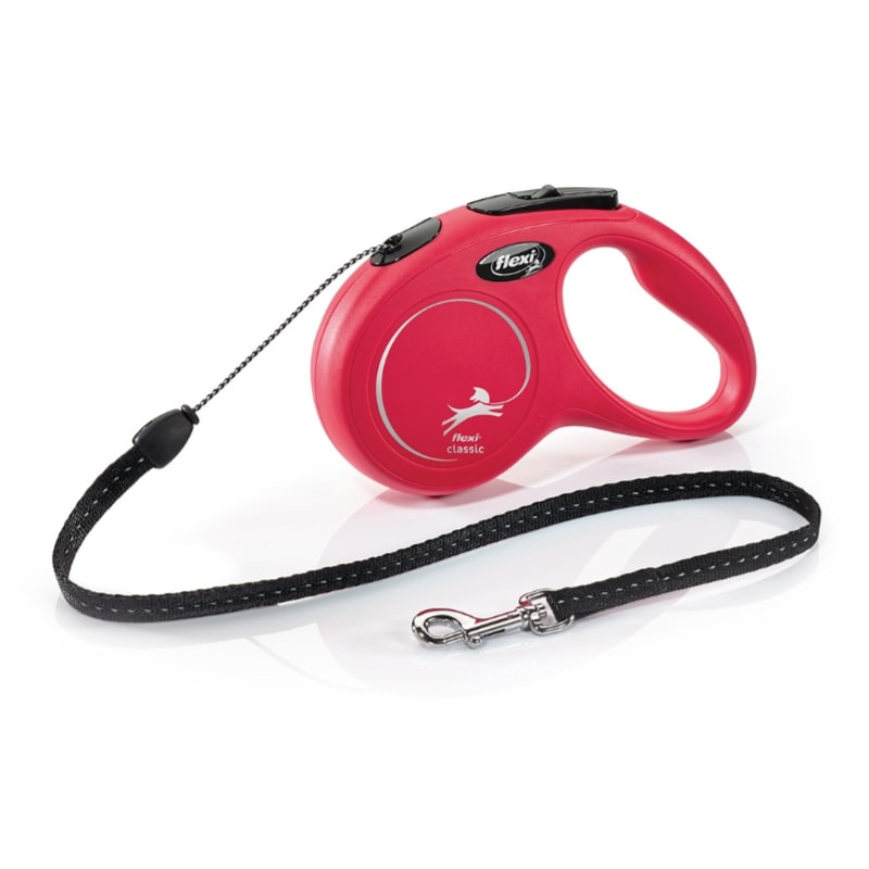 FLEXI NEW CLASSIC S TROSE RED 5M 12KG izvelkama inercijas pavada suņiem