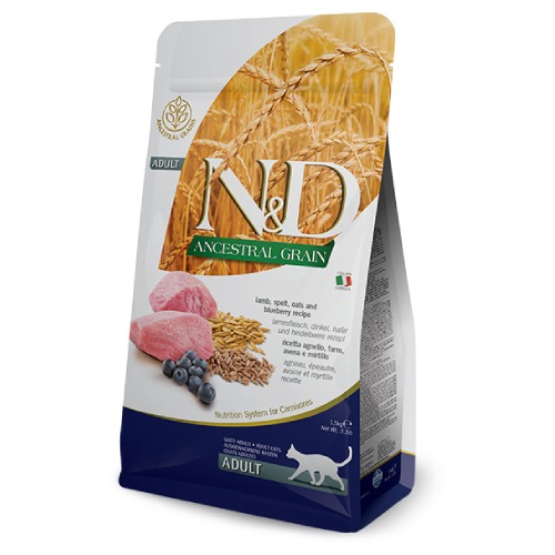 FARMINA N&D CAT LG LAMB & BLUEBERRY kaķu barība Jērs, mellenes 10kg