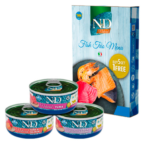 FARMINA N&D CAT FISH TRIO kaķu konservi 6x70g