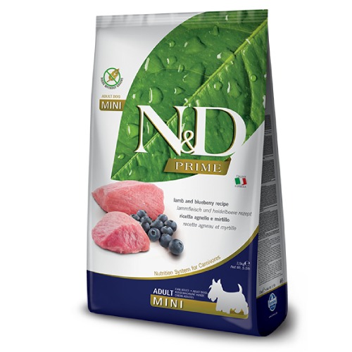 FARMINA N&D DOG GF PRIME LAMB & BLUEBERRY S suņu barība Jērs, mellenes 7kg