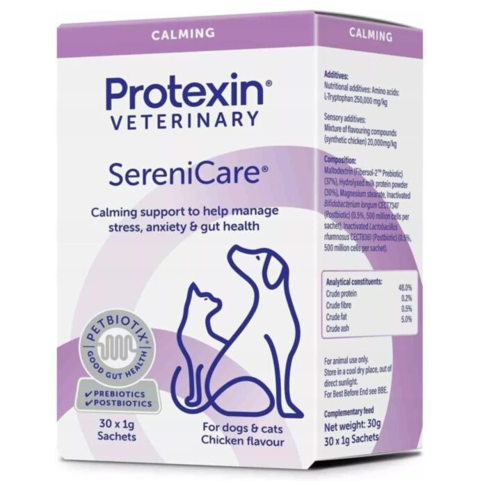 PROTEXIN SereniCare nomierinošs pulveris pret stresu suņiem un kaķiem paciņas N30